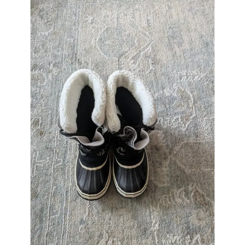 Sorel JEE High Winter Boots Womens 6 Black-White Thermal Workwear Waterproof